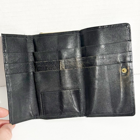 Vintage Unbranded Leather Wallet with Snap Closure and Kiss Lock Change Purse 🖤 - Picture 8 of 15
